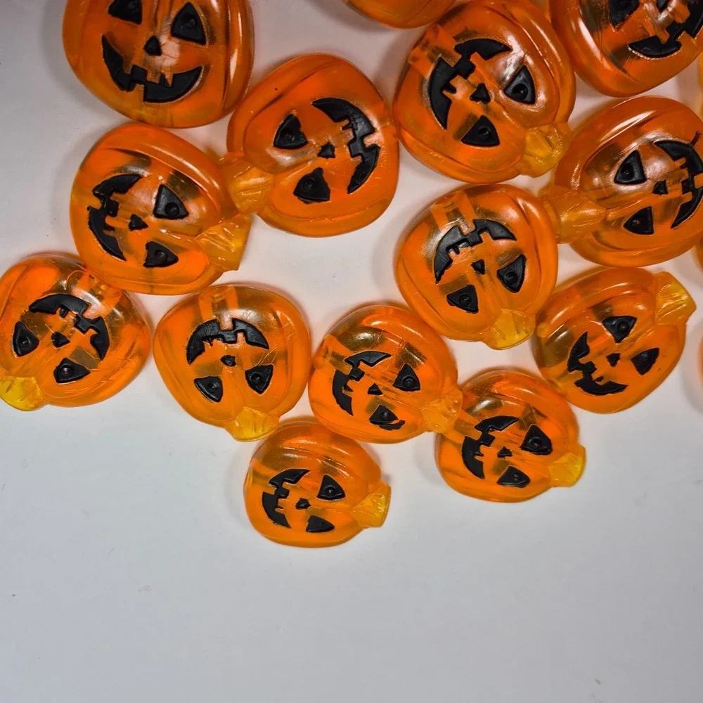 20 Vintage Halloween Pumpkin Hard Plastic Clear Orange String Light Covers